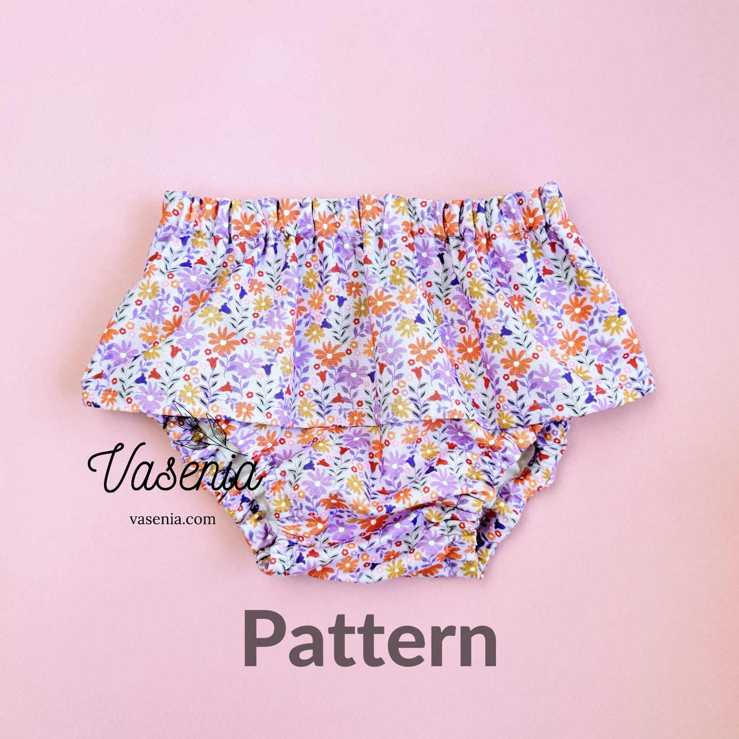Patrón de costura de pantalones bombachos para bebé con tutorial.