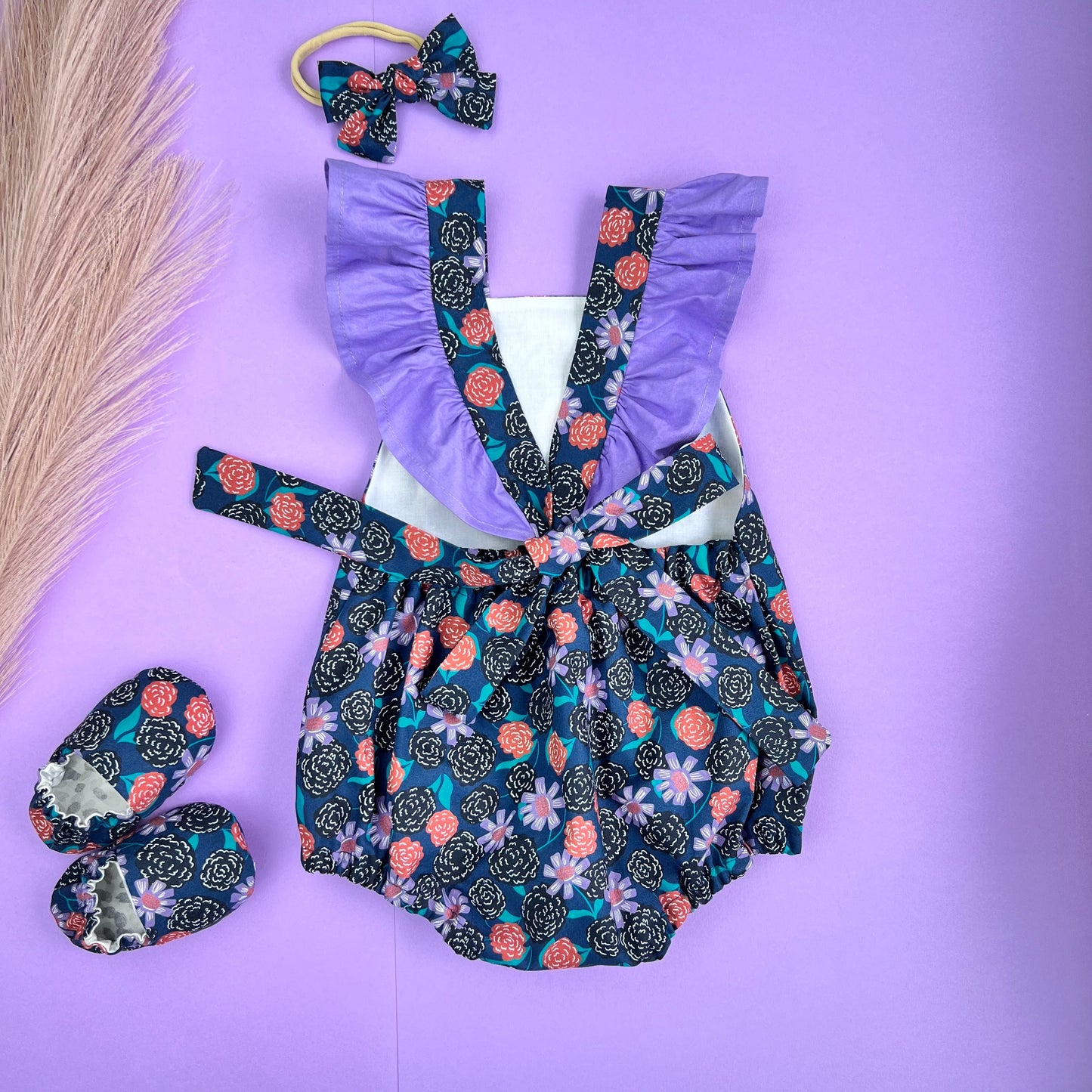 Baby girl romper. Bubble romper. Summer girl outfit.