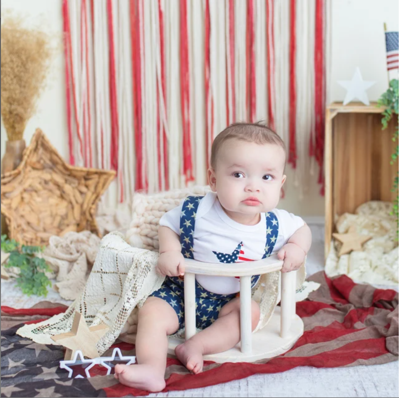 4th of July girl Outfit.  American babe shirt. July Patriotic Shirt Suspender Shorts.