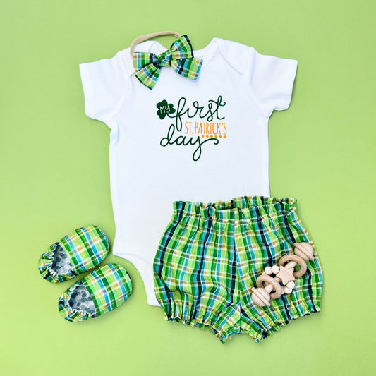 My First St. Patrick’s Day baby girl outfit.