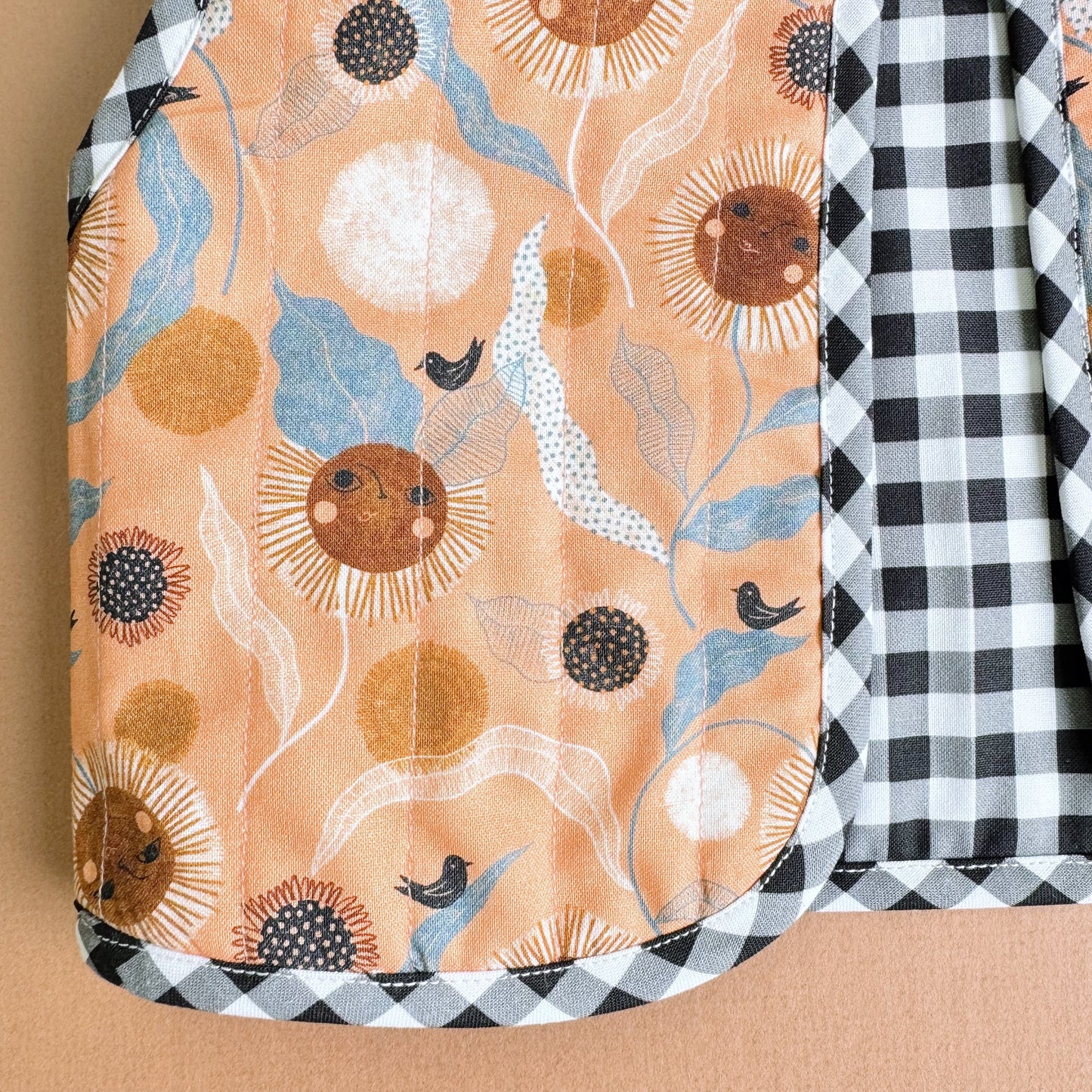 Fall Reversible Padded Vest with Ties, Soft & Eco-Friendly Cotton, 0-24 Months.