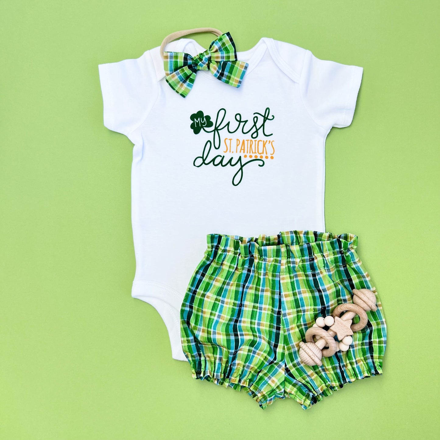 My First St. Patrick’s Day baby girl outfit.