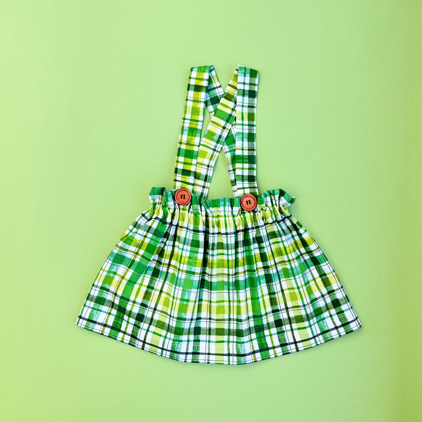 St. Patrick’s Day baby girl outfit. Plaid green skirt Set. Plaid toddler girl outfit