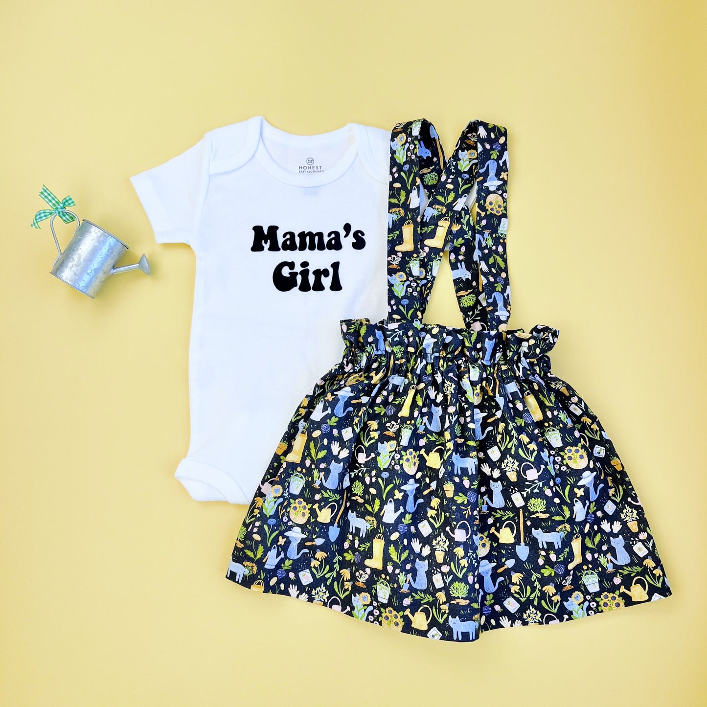 Mother’s Day Baby Girl outfit. Matching outfit including skirt, Slippers, bow and bodysuit