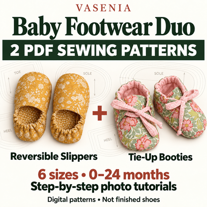 Baby Footwear Duo — Slippers & Booties PDF Sewing Patterns