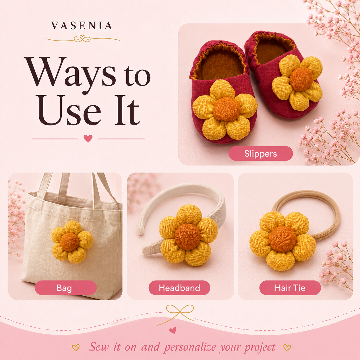 3D Fabric Flower Sewing Pattern PDF