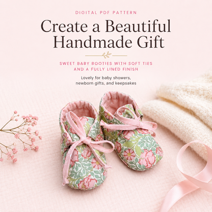 Baby Booties Sewing Pattern PDF, Baby Shoes Pattern, 0-24 Months, Printable Baby Sewing Pattern, Photo Tutorial