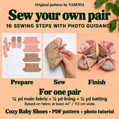 Cozy Baby Shoes Sewing Pattern PDF