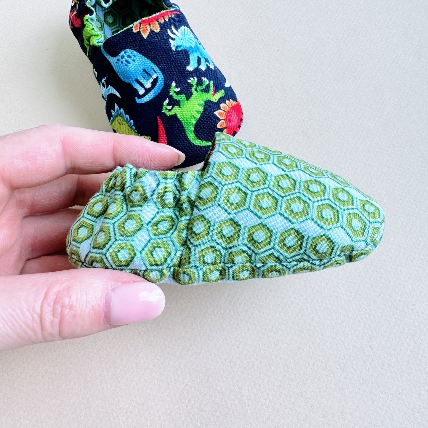 Dinosaurs Reversible Baby boy Slippers: Soft & Eco-Friendly Cotton, 0-24 Months