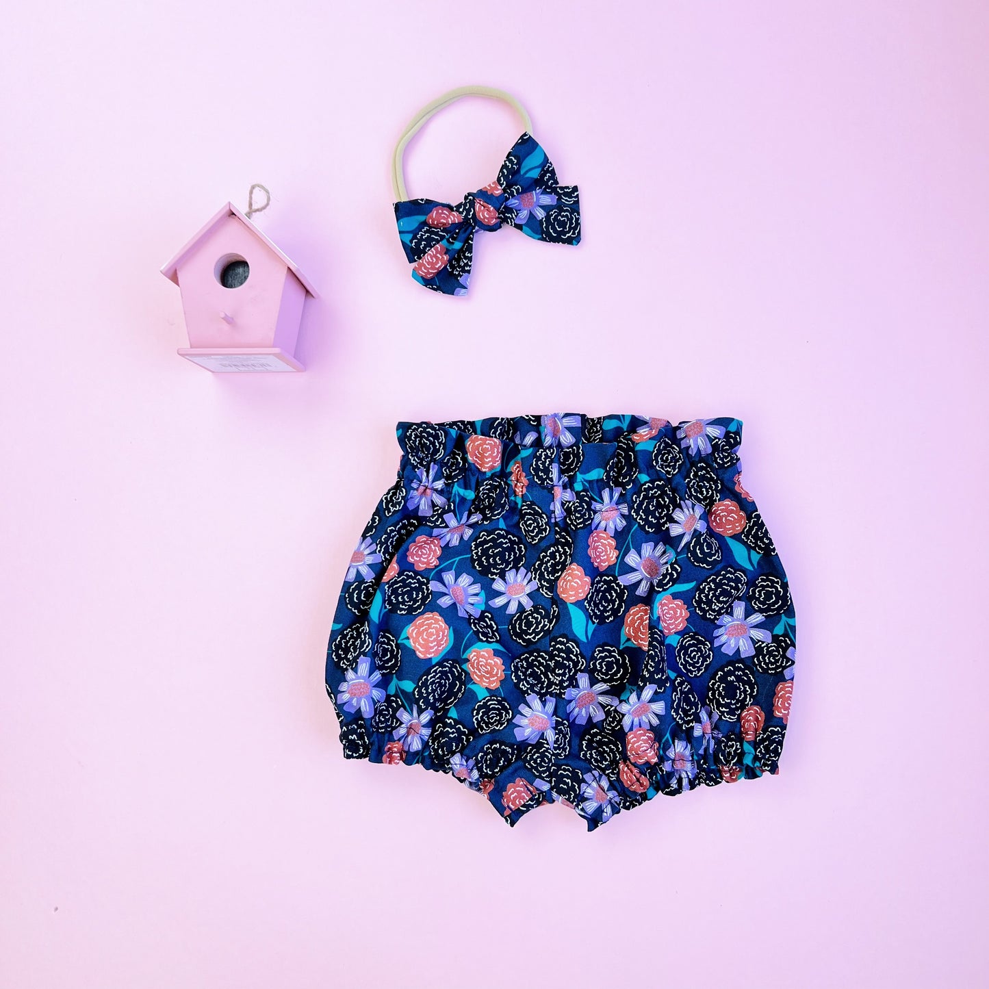 Mother's Day Baby Girl outfit. Matching outfit including Bloomers, Slippers, bow and bodysuit