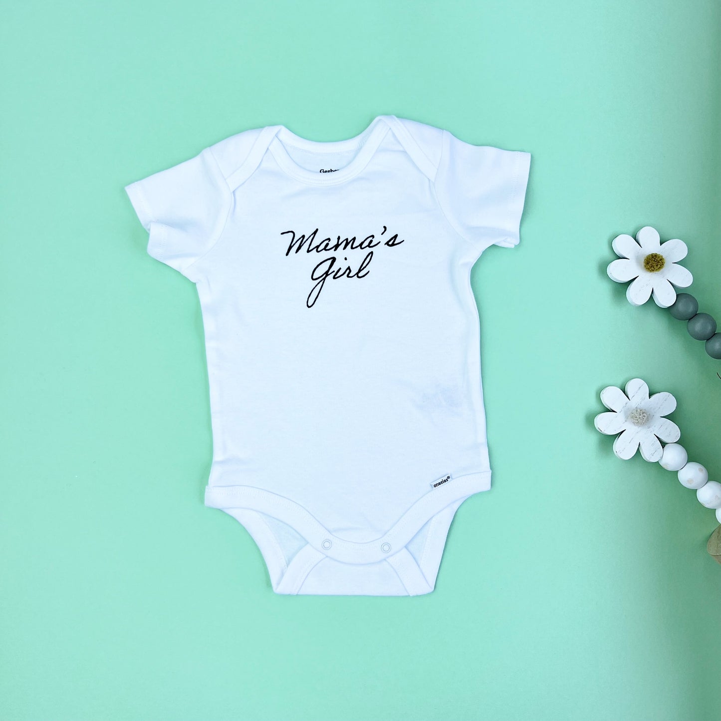 Mother's Day Baby Girl outfit. Mama's girl bodysuit, skirt, slippers and bow.