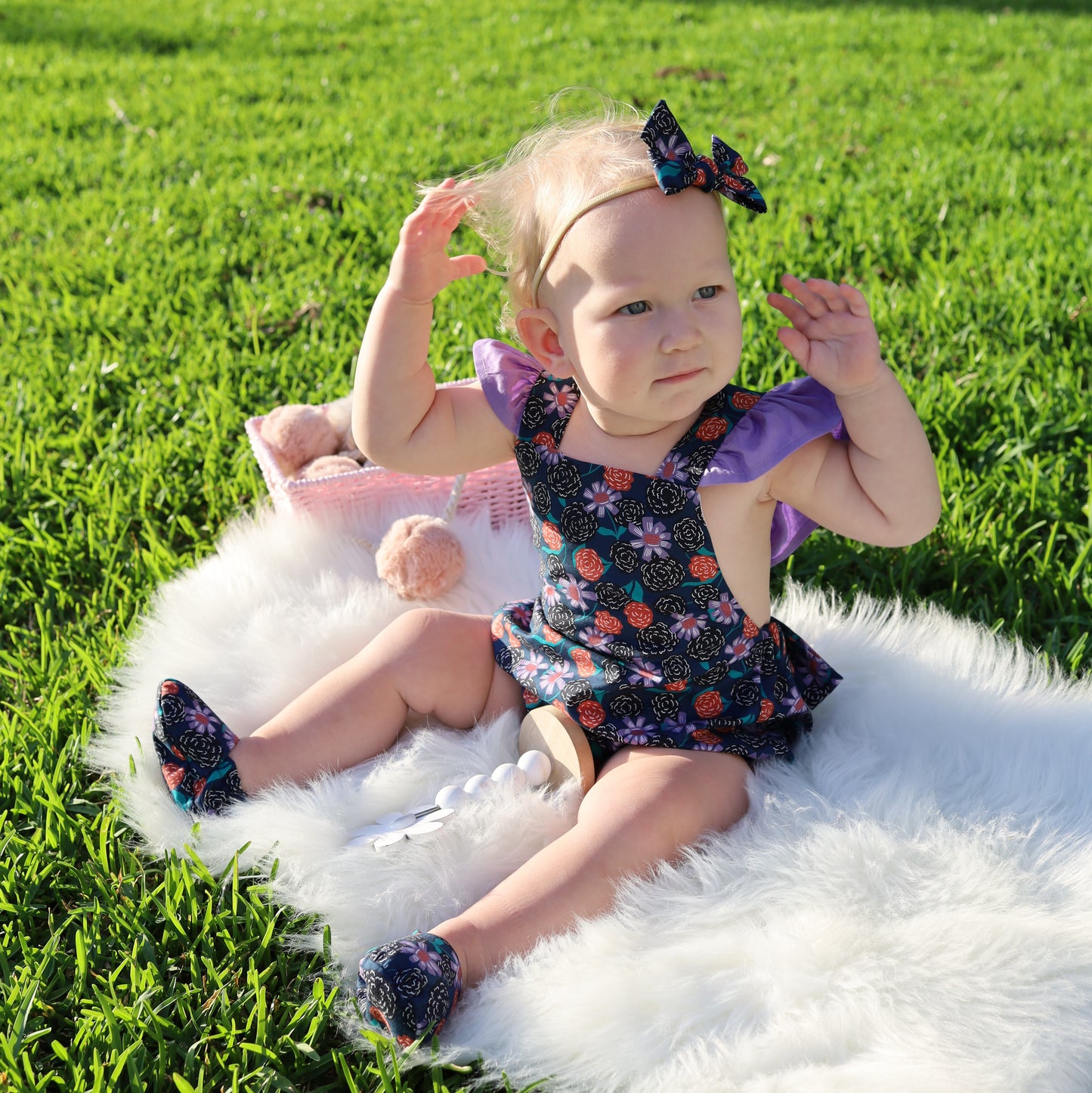 Baby girl romper. Bubble romper. Summer girl outfit.