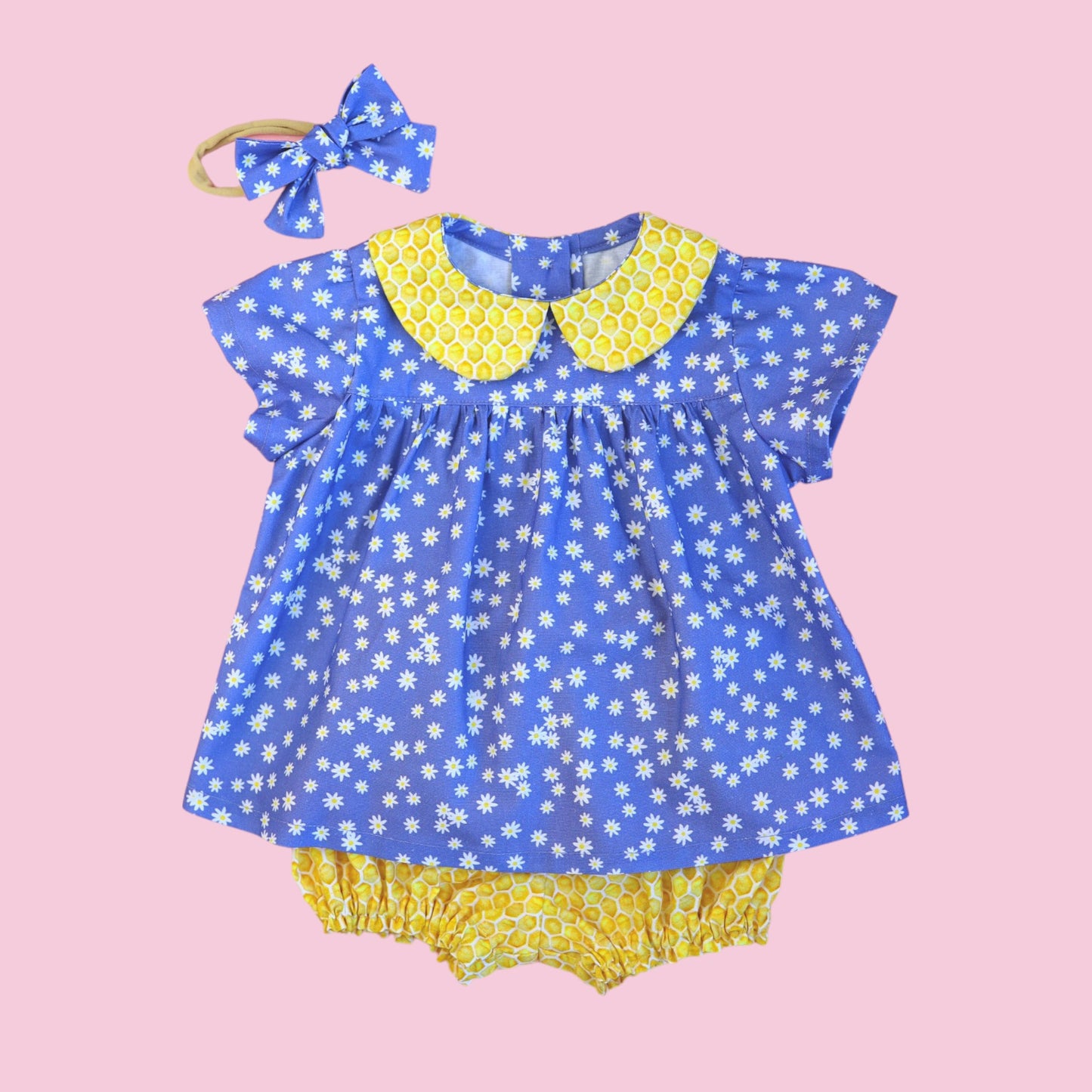 Premium Cotton Girl's Outfit: Blouse, Bloomers, Slippers, and Bow