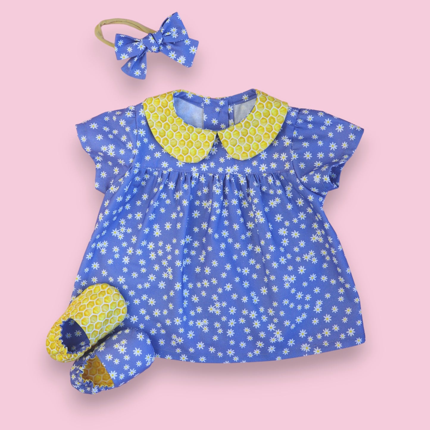 Premium Cotton Girl's Outfit: Blouse, Bloomers, Slippers, and Bow