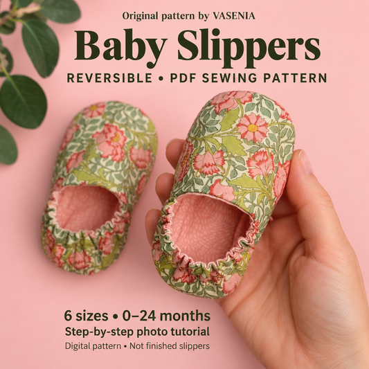 Baby slippers sewing pattern with tutorial