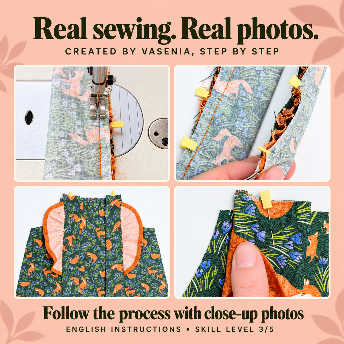 Baby Ruffle Romper Sewing Pattern PDF, 6 Sizes 0–24 Months, Step-by-Step Photo Tutorial