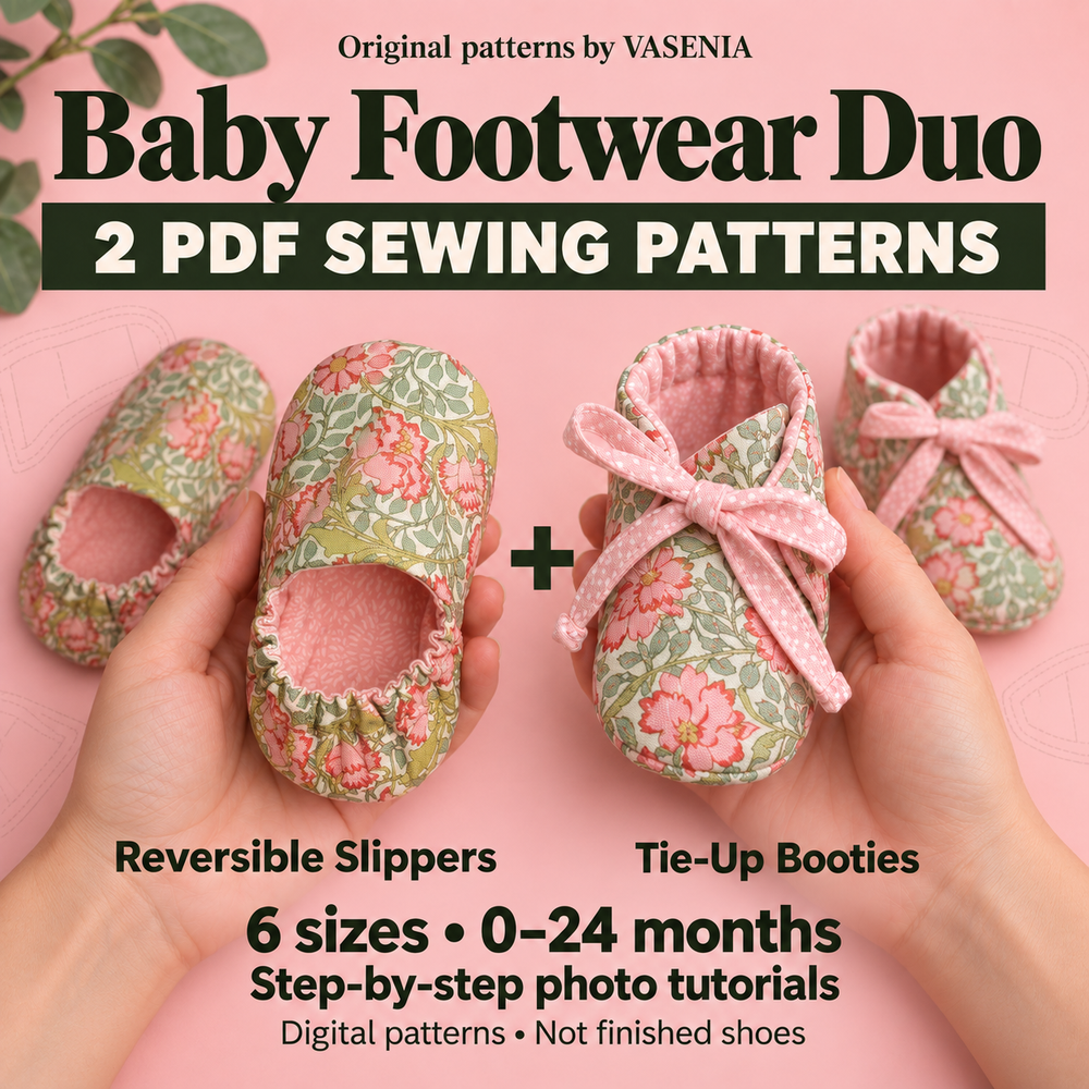 Baby Footwear Duo — Slippers & Booties PDF Sewing Patterns