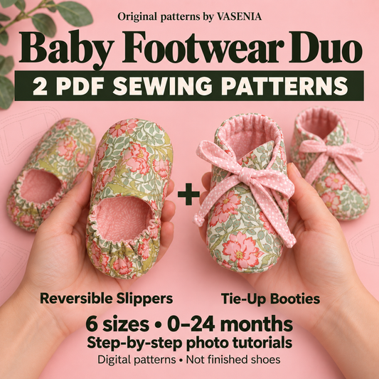 Baby Footwear Duo — Slippers & Booties PDF Sewing Patterns