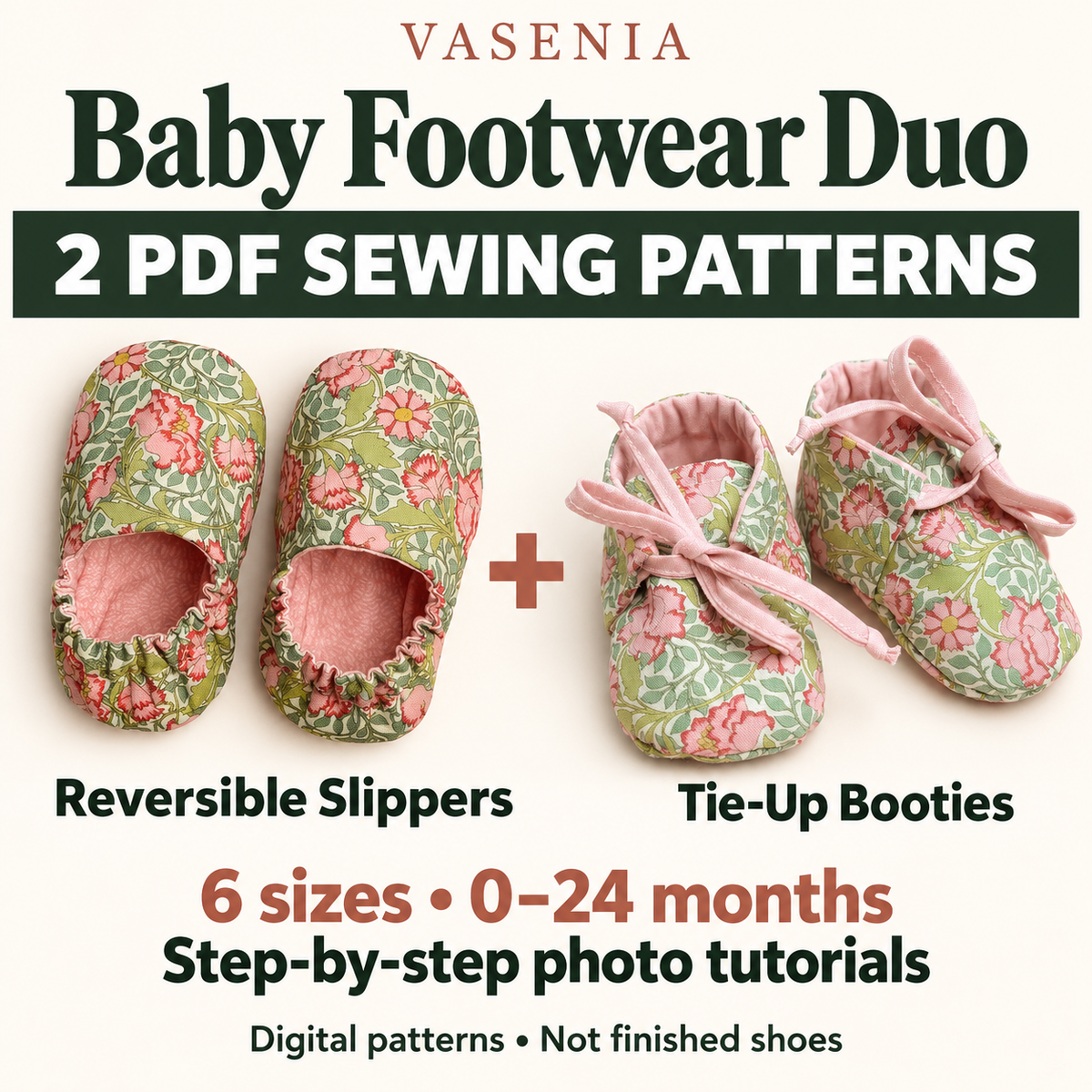 Baby Footwear Duo — Slippers & Booties PDF Sewing Patterns
