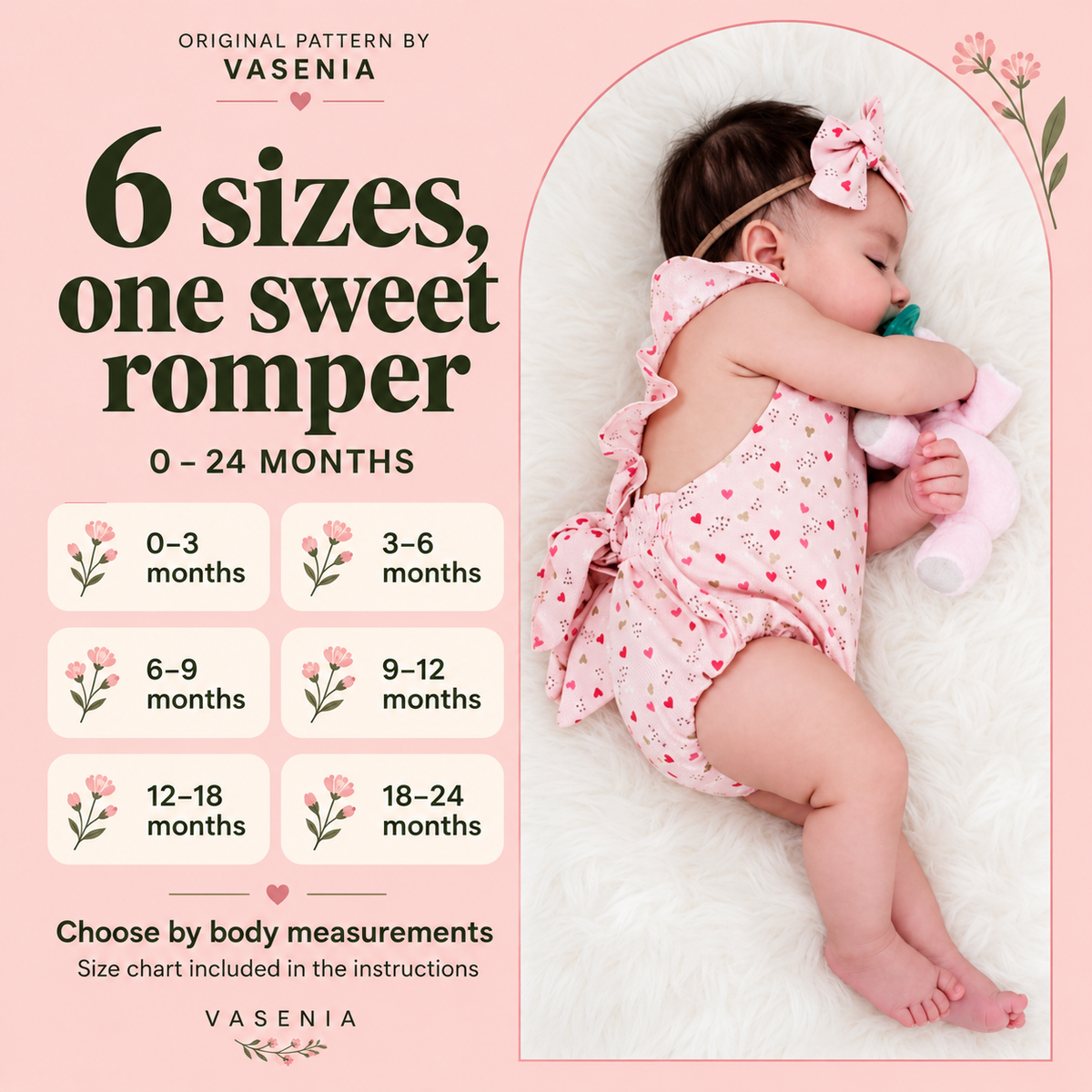 Baby Ruffle Romper Sewing Pattern PDF, 6 Sizes 0–24 Months, Step-by-Step Photo Tutorial