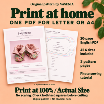 Cozy Baby Shoes Sewing Pattern PDF